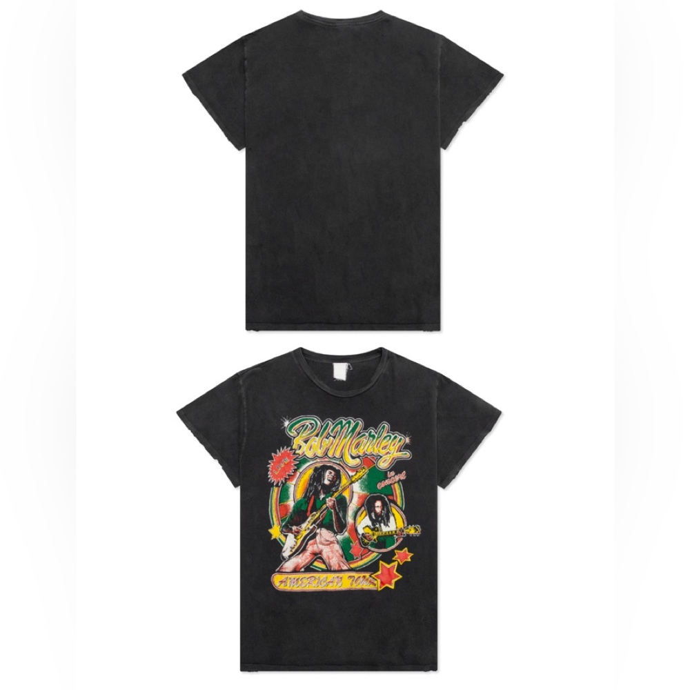 MADEWORN UNISEX BOB MARLEY CREW TEE - COAL PIGMENT